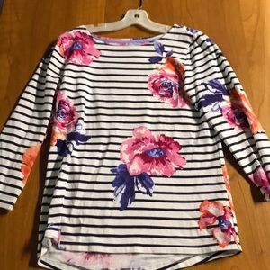Joules 3/4 sleeve stripe shirt with flowers